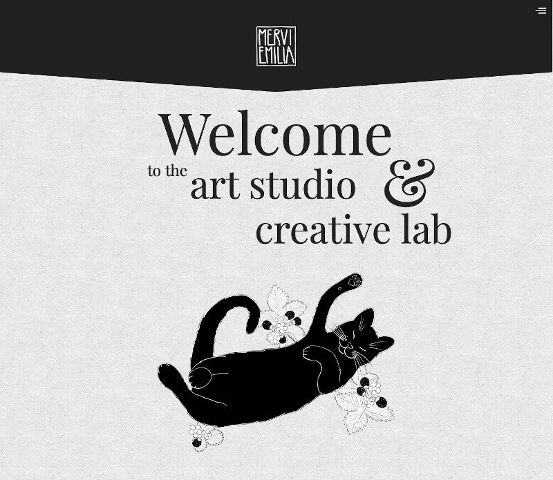 Screenshot of the top part of starting page/front page of new merviemilia.com